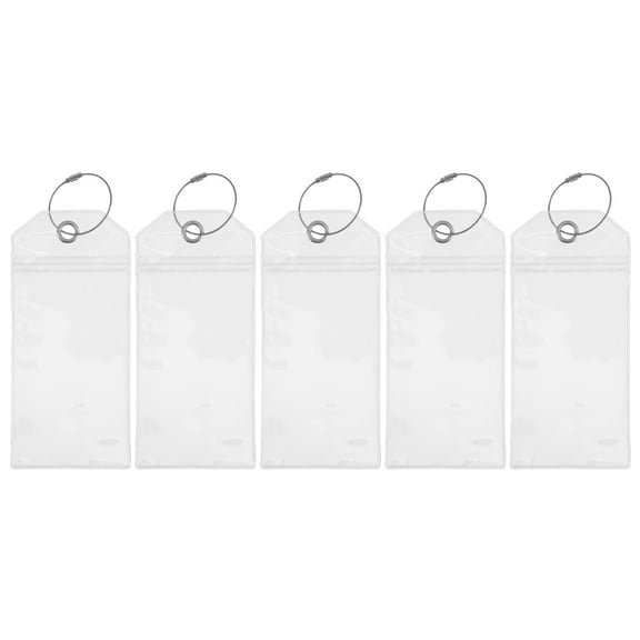 OUNONA 5-Pack Clear PVC Luggage Holders with Lanyards for Cruise Ships, Travel ID Card Badge Holders, No Paper Needed