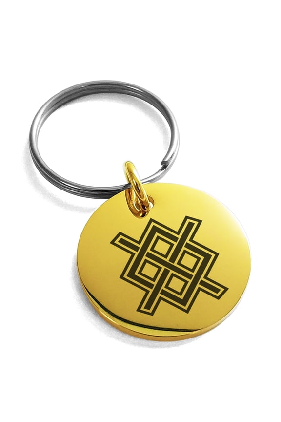 Stainless Steel Gungnir Rune Viking Norse Engraved Small Medallion Circle Charm Keychain Keyring