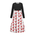 thumbnail image 1 of Robes Graphiques à Manches Longues pour Filles, Col Rond, Spandex, Joyeuses Vacances, Noël, Brunch, Maxi, Été Automne 2025, Coupe Régulière, 7 Ans, 1 of 6