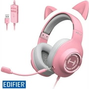 Edifier HECATE G2 II Pink Cat Ear Gaming Headset USB Wired Headphones with Mic for PC, PS4, PS5 with THX 7.1 Surround Sound, 50mm Drivers, RGB Lighting,Valentine's Day Gift