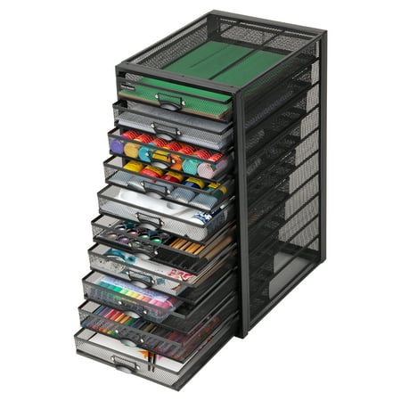 Mind Reader - 10 Compartments Mesh Desk Organizer - Black