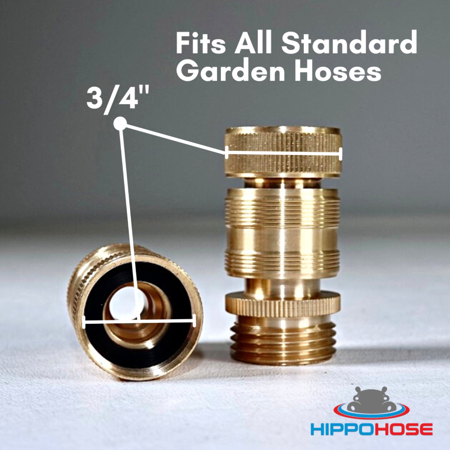 Quick Connector Garden Hose Fittings (4Pack) - Leak Free - 3/4" Snap-On Water Hose Adapter for Quick Release - Solid Brass - Quick Connection Garden Hose Connectors