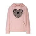 thumbnail image 4 of Hoodies for Women Graphic Heart Print Cute Long Sleeve Waffle Drawstring Pullover Spring Fall Sweatshirts with Pockets(Pink,L), 4 of 5