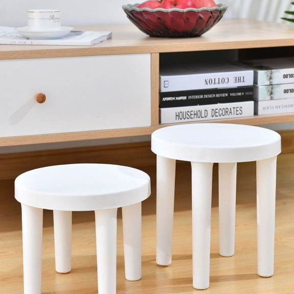 UPOUART Round Plastic Footstool Non- Step Stool for Bathroom, Living Room, Kids, and Home Use