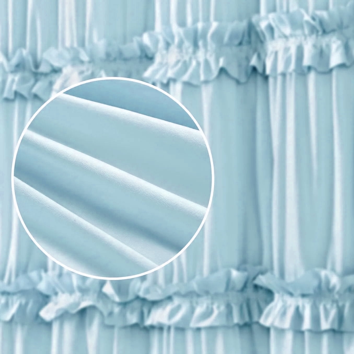 Psoiuetr Ruffle Vintage Shower Curtain Boho Farmhouse Shower Curtain for Bathroom Blue 72" L x 72" W