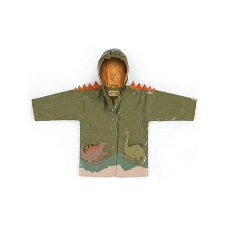 - Kidorable Little Boys Brown Dinosaur Orange Spike Hooded Rain Coat 2T-6X