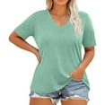 thumbnail image 3 of Afdoent Womens Tops V Neck Casual Print T Shirt Loose Fit Comfortable Bluse Tee Top For Everyday Wear And Fashion Outfits Fashion Clothes Vacation Outfits, 3 of 6