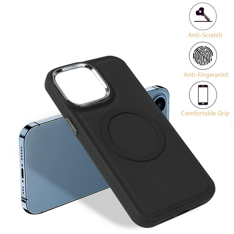 Feishell Magnetic Case for iPhone 15 Pro Max, Slim Clear Cover with Lens  Protective Film, Support Wireless Charging MagSafe, TPU + PC Shockproof  Military Grade Non-Yellowing Case,Apricot 