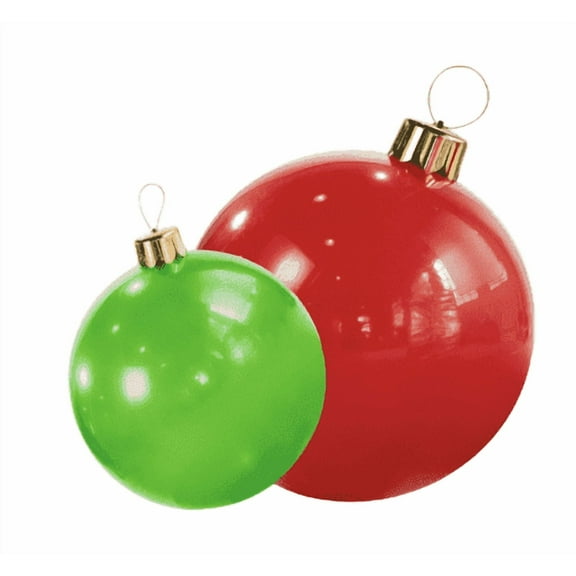 Holiball The Inflatable Ornament - Set of Two - Large Classic Red /Medium  Classic Green Inflatable Ornaments