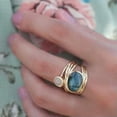 thumbnail image 2 of K-KED Fashion Cross Gold Plated Abalone Shell Moonstone Ring Women Party Delicate Jewelry Gift-6-#1, 2 of 7