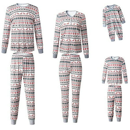 

FOCUSNORM Family Pajamas Matching Sets Matching Christmas PJs with Snowflake Elk Print Printed Pants Long Sleeve Sleepwear