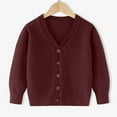 thumbnail image 2 of SERTG Little Girls Cute Knit Cardigan with Buttons Long Sleeve V-Neck Fall Winter Lightweight Solid Color Top for Girls 2-13 Years(Wine,5-6 Years), 2 of 6