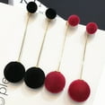 thumbnail image 3 of opvise Women Double Faux Fur Ball Long Dangle Earrings Banquet Jewelry Gift, 3 of 8