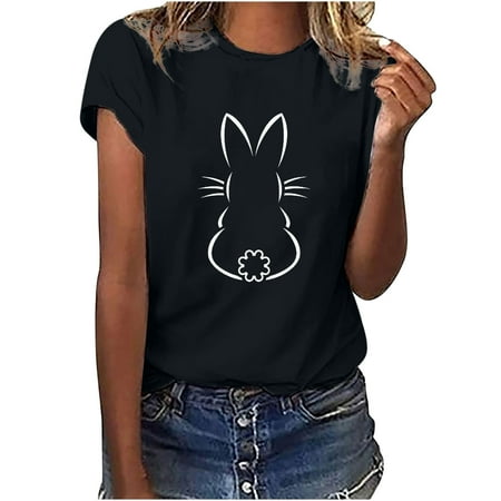 

Tank Top for Women Sexy Tops for Women Women Crewneck Easter Print T-shirts Trendy Comfortable Female Blouses Tops Tshirts Shirts for Women Summer Savings Clearance 2022 Shirts for Women Black XL