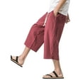 thumbnail image 3 of CVLIFE Mens Capri Long Shorts Below Knee Loose Fit Beach Sport Wear Elastic Drawstring Tapered Casual Linen Shorts, 3 of 4