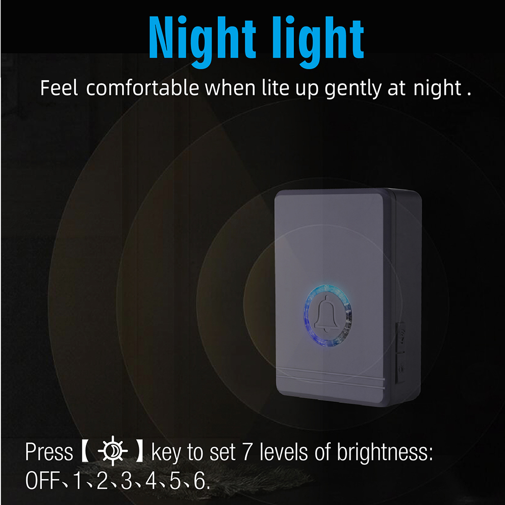GREENCYCLE 1 Set Wireless Doorbell Door Open Chime, 1312ft Long Range, Adjustable Volume 48 Chimes with LED Flash Door Chime, IP 66 Waterproof Doorbell Button for Home Classroom Office Business