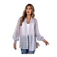 thumbnail image 4 of hirigin Women's Swimsuit Cover Ups, Long Sleeve Swiss Dots Open Front Chiffon Beach Kimono Cardigan, 4 of 9