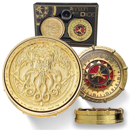 Gold Metal Dice Set for Dungeons and Dragons, 7-in-2 Roulette Dice Spinner, 2-Pack