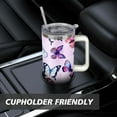 thumbnail image 7 of Colorful Purple Flowers 40 Oz Tumbler with Handle Lid and Straw, Stainless Steel Double Walled Vacuum Insulated Cup, Cute Birthday Gifts Tumbler for Women Men Friends, 7 of 7