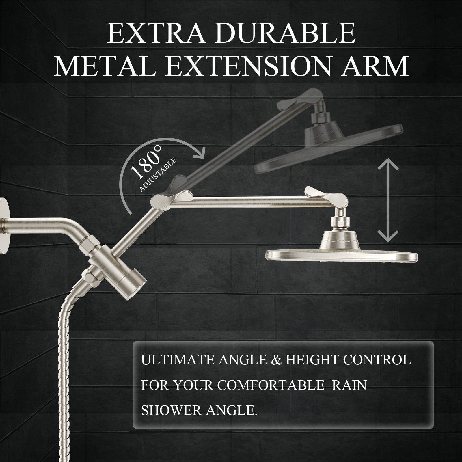 Veken Wide Brushed Nickel Rain Shower Head with Handheld, High Pressure Rainfall Showerhead Combo with Arm for Bathroom Accessories, Home Decor, Detachable Dual Shower with Multi Modes Handheld Spray
