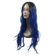 thumbnail image 2 of Unique Bargains Human Hair Wigs for Lady 28" Curly Wig with Wig Cap Royal Blue, 2 of 7
