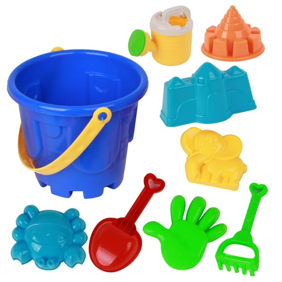 Flywake 9Pcs Plastic Beach Toys Sand Toy Bathing Playing Sand Set for Children.