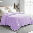 thumbnail image 3 of Exclusivo Mezcla Twin Size Jacquard Weave Wave Pattern Flannel Fleece Velvet Plush Bed Blanket as Bedspread/Coverlet/Bed Cover (90" x 66", Light Purple), 3 of 8