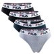 thumbnail image 1 of FILA Calzoncillos brasileños para mujer - Paquete de 4, cintura con logotipo, algodón elástico, color sólido Negro/Gris/Marino M (Medium), 1 of 7