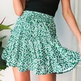 thumbnail image 4 of Mrat Women's Floral Print High Waist with Drawstring Ruffle FlaRed-A Boho a Line Mini Skirt S-39 Green S, 4 of 9