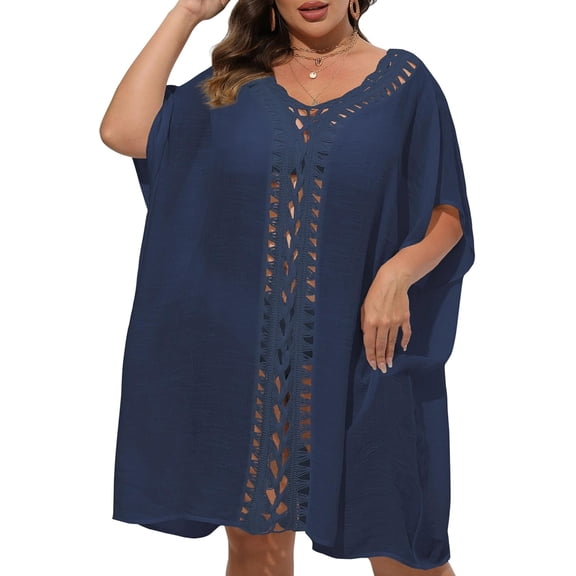 Bathing Suit Cover Up for Women Plus Size Swimsuit Coverup Summer Loose Beach Cover Up Crochet Design Dress