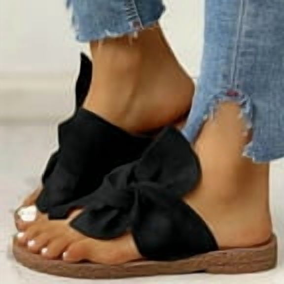 VerPetridure Summer Bow Tie Slippers Flat Espadrille Platform Wedge Sandals for Women Casual Breathable Open Toe Sandals