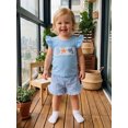 thumbnail image 6 of Cenuakty Little Girls 6M 12M 18M 24M 2T 3T 4T Outfits Adorable Marine Life Embroidery Flying Sleeve Round Neck Tops and Plaid Shorts Set, 6 of 9