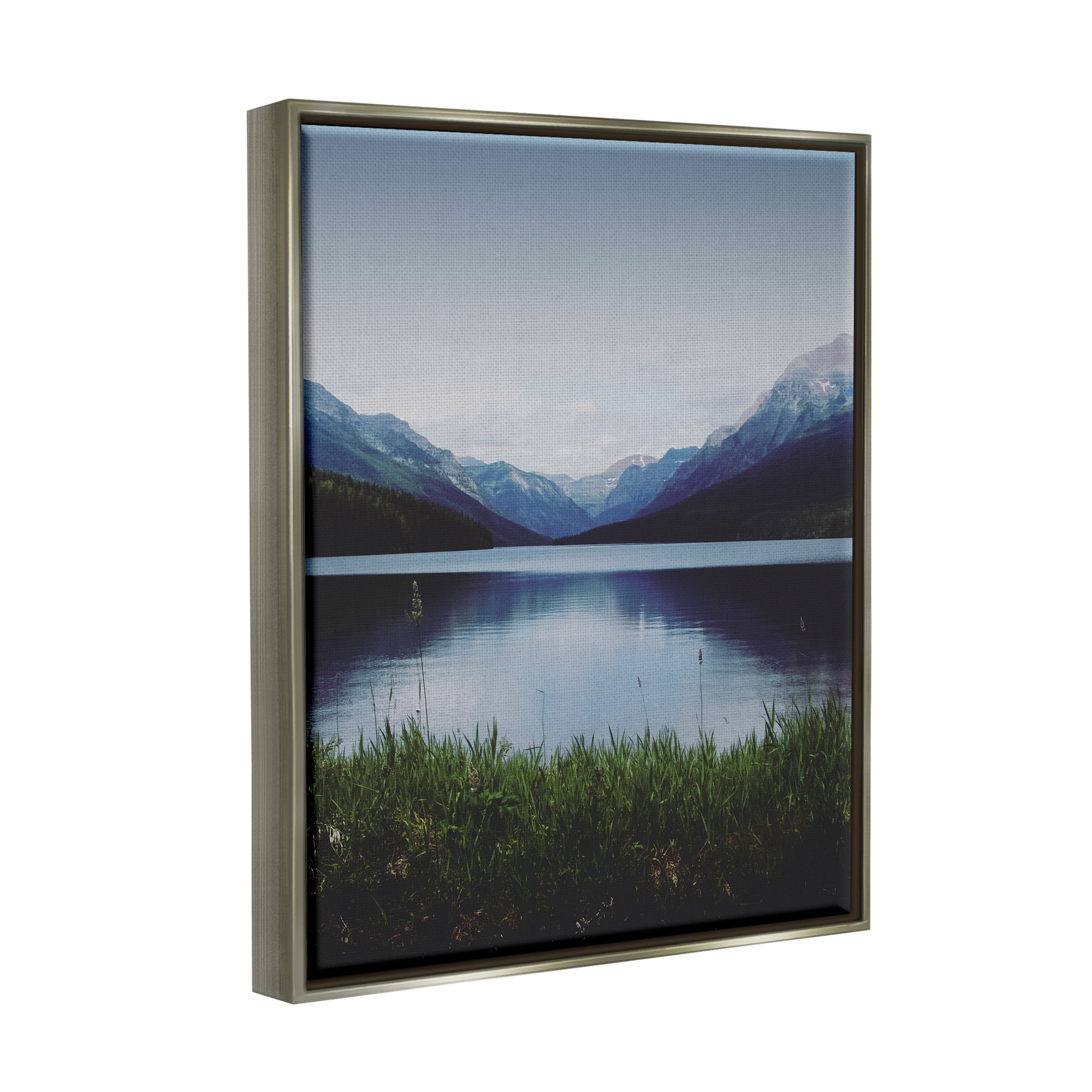 Stupell Industries Dark Mountain Landscape Nature Photography Gray Floater Framed Art Print Wall Art, 17 x 21