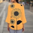 thumbnail image 4 of CYMMPU Blouses for Women Dressy Casual V Neck Summer Fashion Shirts Loose Fit Tunic Tops Floral Printed Spring Tops 3/4 Sleeve Flare Hem Hide Belly Tops to Wear with Leggings T-Shirts XL, 4 of 6