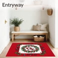 thumbnail image 3 of ODIKA 3'x5' Machine Washable Non-Slip Area Rug, Jolly Snowman Gathering with Festive Holly Berry High Traffic Rug with Pad, Red, 732429, 3 of 8