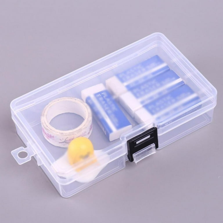Karlsitek Clear PP Rectangle Mini Storage Containers Box with Lid for Accessories,Screws,Drills, Size: 16.3*11.8*5.8cm, Blue