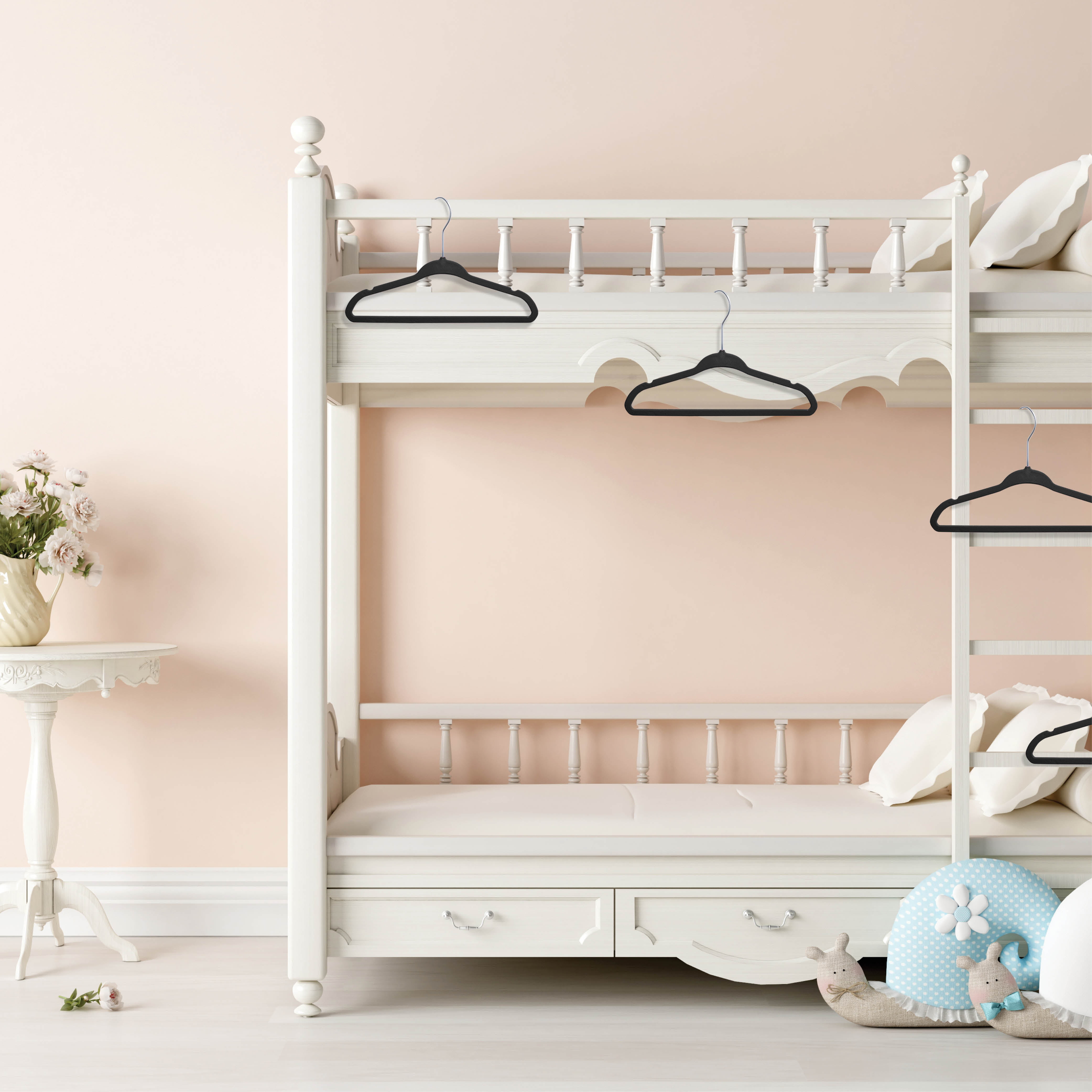  TechZoo 50 Premium Baby Velvet Hangers - 11 Inch Non-Slip Baby  Hangers, Ultra-Slim Space-Saving Children Hangers - 360° Swivel Hook,  Strong & Durable Infant & Toddler Clothes Hangers - Pink 