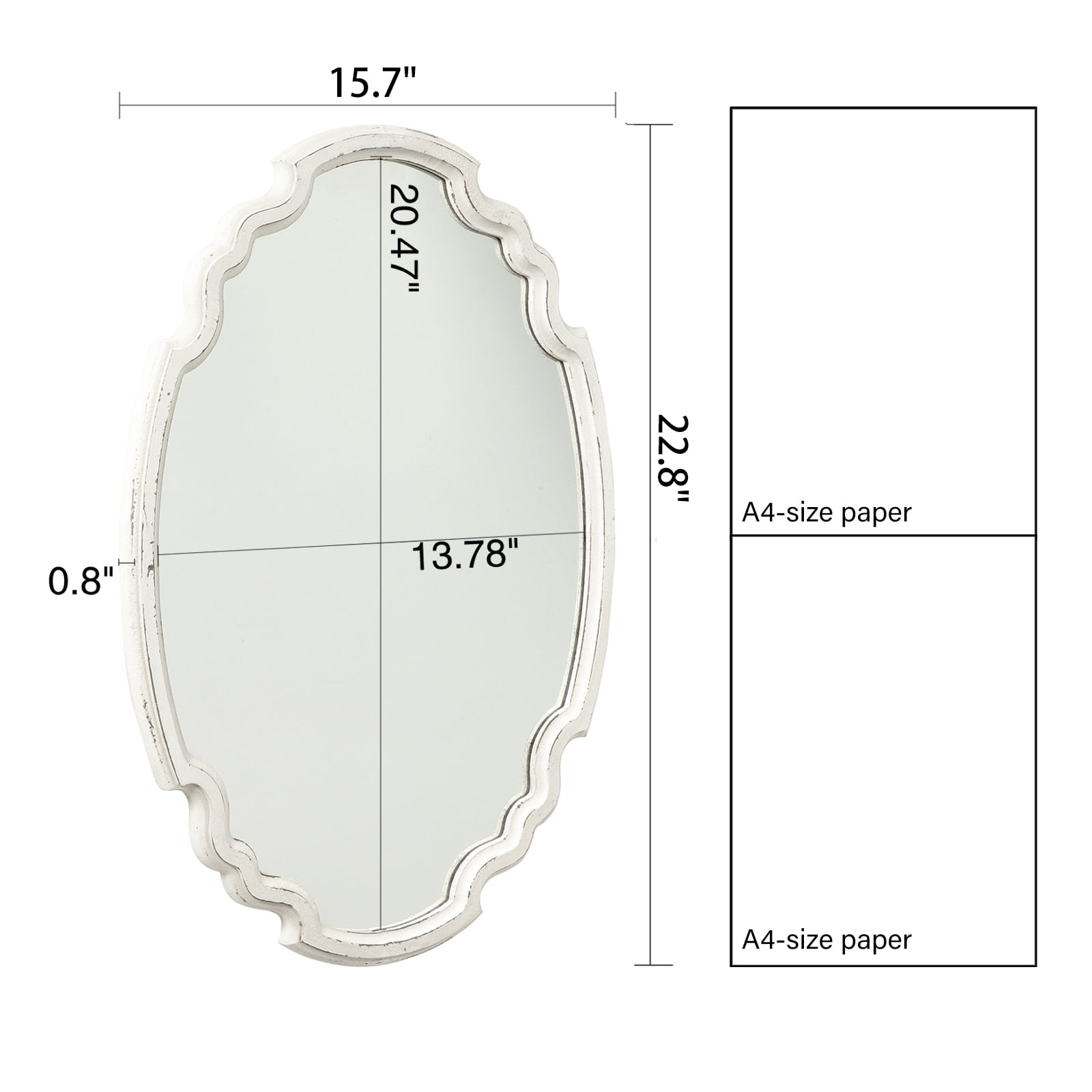 Sintosin Vintage Oval Wall Mirror with Wooden Frame, 16x23 inches, Bathroom & Bedroom Decorative Vanity Mirror