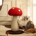 thumbnail image 5 of ColourTree Red Adorable Mushroom Cat Scratching Post, Cat Toys for Indoor Cats with Durable Sisal Rope for Cat Scratcher, Cozy Plush Base, 5 of 5