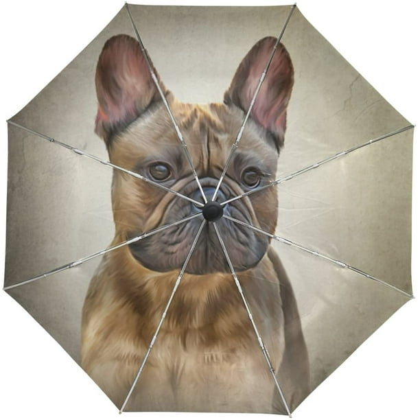 Drawing Dog French Bulldog Travel Umbrella Auto Open Close UV