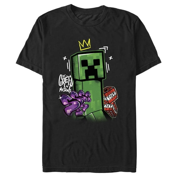 Men's Minecraft Creeper King  Graphic Tee Black Medium