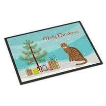 Carolines Treasures CK4806MAT 18 x 27 in. Toyger Cat Merry Christmas Indoor or Outdoor Mat