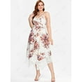 thumbnail image 2 of Rosegal Plus Size Lace Panel Floral Print Handkerchief Midi Sundress, 2 of 4