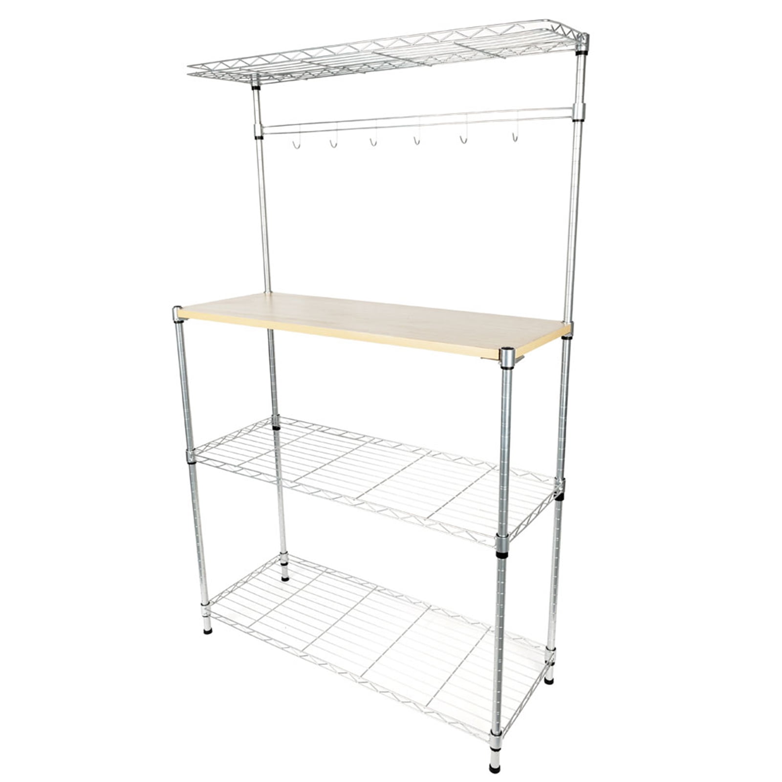 Canddidliike Kitchen Baker's Rack with 6 Hooks, 3Tier Utility Storage