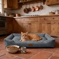 thumbnail image 4 of Waterproof Dog Bed for Small Dogs, Non-Slip Bottom Plush Mat for Cats and Small Breed Pets Up to 25lbs, Indoor Outdoor Cozy Pet Bed with Soft Bolster, 4 of 5
