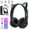Black, variant on HQinX Kids Headphones, Cat Ear Wireless Headphones, LED Light Up Bluetooth over on Ear Purple Headphones for Boy Girl With Microphone, Purple
