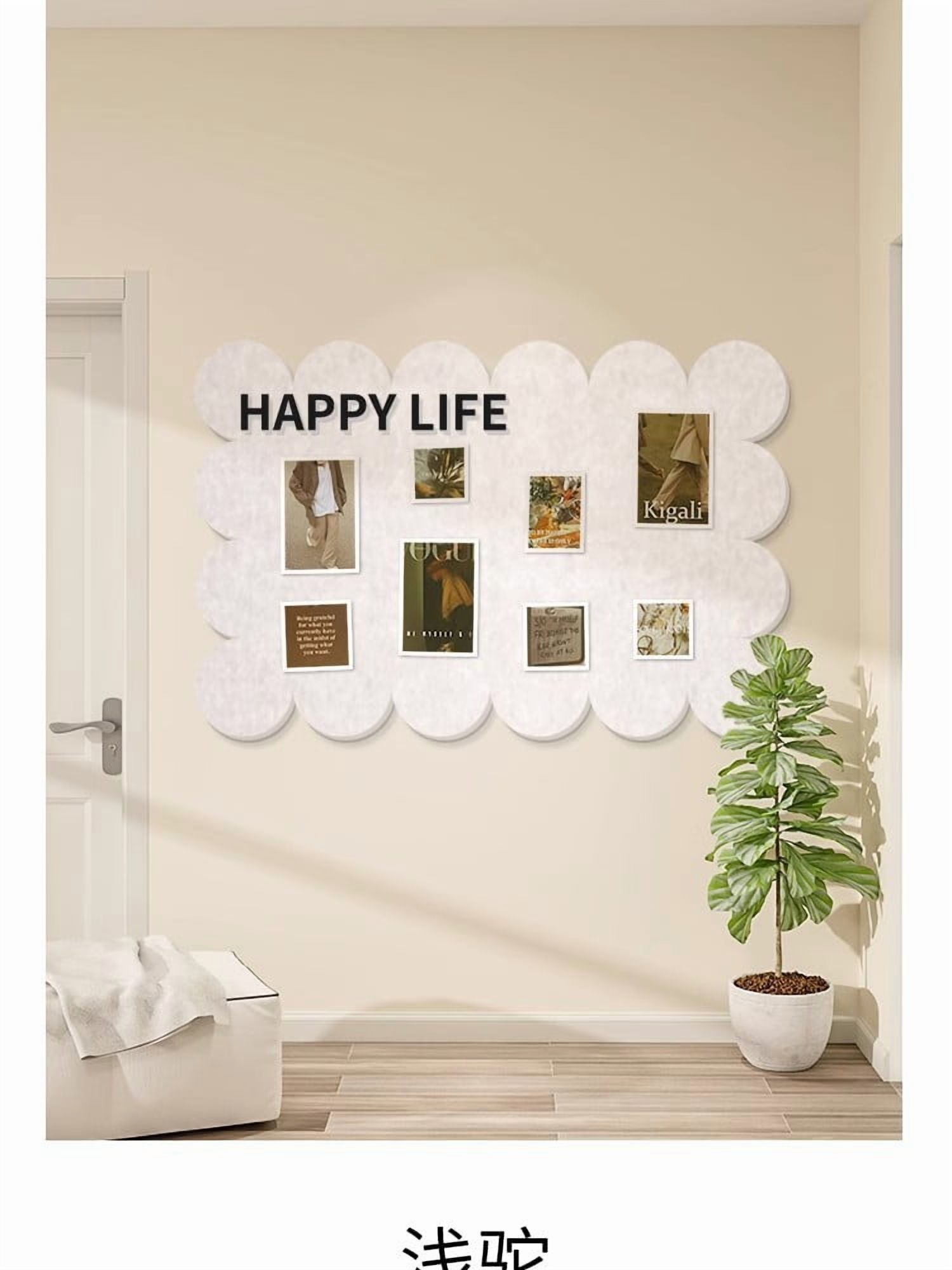 Foldable Bulletin Felt Board, 35x24 Inches Cork Board Alternative, Felt Board Decorative Pin Board for Wall, Photo Board Self-Adhesive Vision Board,Beige