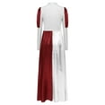 thumbnail image 2 of iiniim Womens Liturgical Dance Dress Color Block Puff Shoulder Long Sleeve Worship Dancewear Burgundy XL, 2 of 7