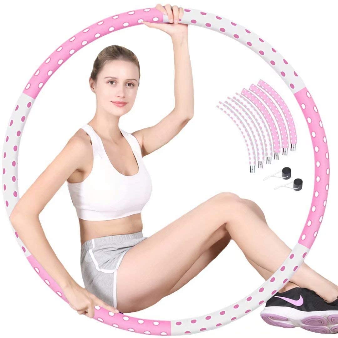 Burning Fat For Healthy and Fast Weight Loss Exercise Fitness Hoop for Adults Premium Quality Thicker Foam Padding Weighted Hoop Detachable Stainless Workout Hoop 6 Section 