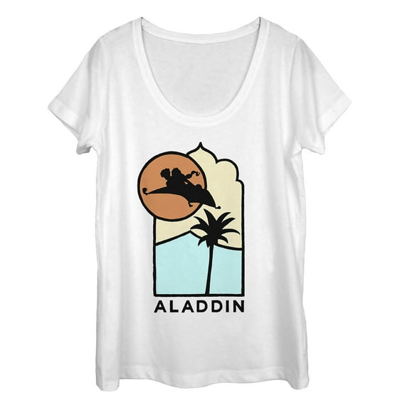 Women's Aladdin Block Carpet Ride Scoop Neck White Small